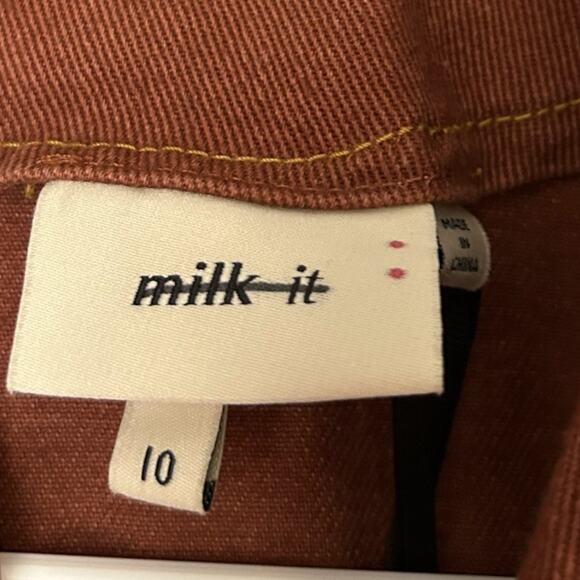 Milk It Territory Denim Jacket Lace-Up Women's Size 10 Dark Brown Festival NEW - Picture 4 of 8